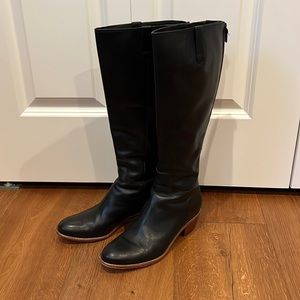 Cole Haan black leather zip up boot